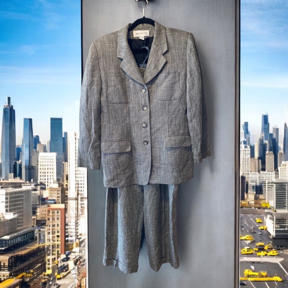 Jones New York Grey Blazer and Pant Set